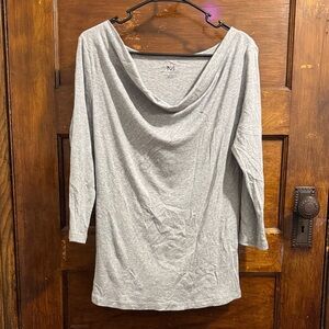 Magaschoni Light Gray Ribbed Tee with Subtle Texture